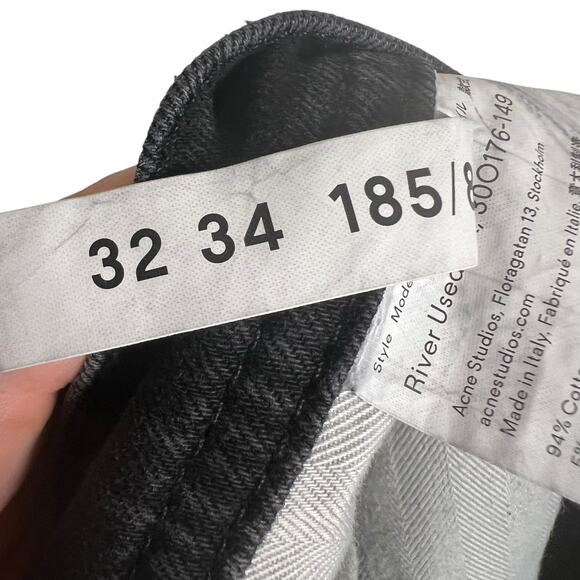 Acne Studios River Slim Tapered Washed Black Denim Jeans Size 32x34 - Picture 13 of 13